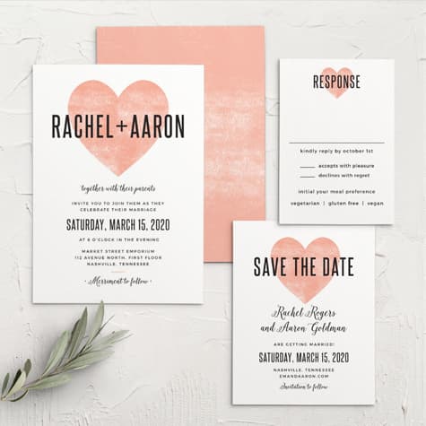 Heart In Hand Wedding Invitations
