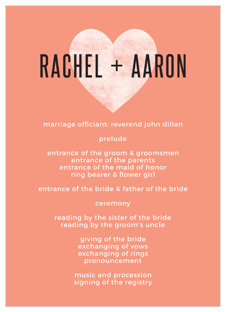 Heart In Hand Wedding Programs