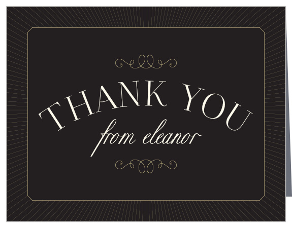 Stripes radiate from a frame on the Milestone Vintage Milestone Birthday Thank You Cards.