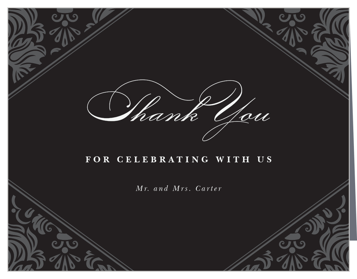 Formal Damask Wedding Thank You Cards