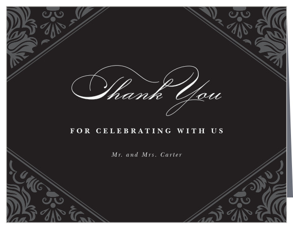 Our Formal Damask Tea is a stylish and bold thank you note that will help you say thank you to all your guests in a way that will reflect your taste and personality.