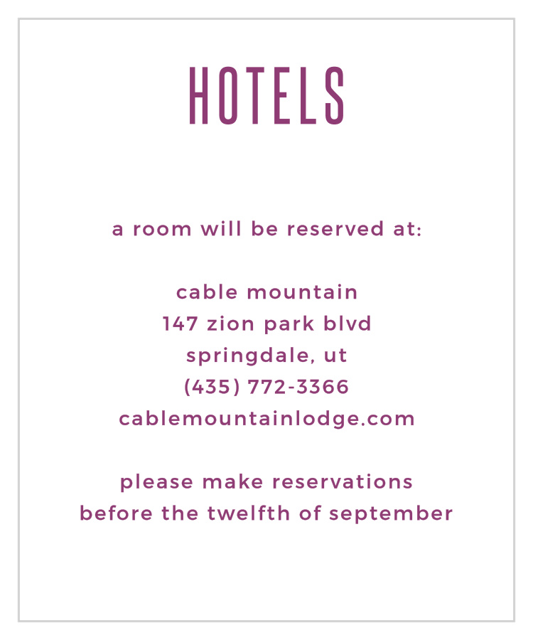 Divinely Modern Accommodation Cards