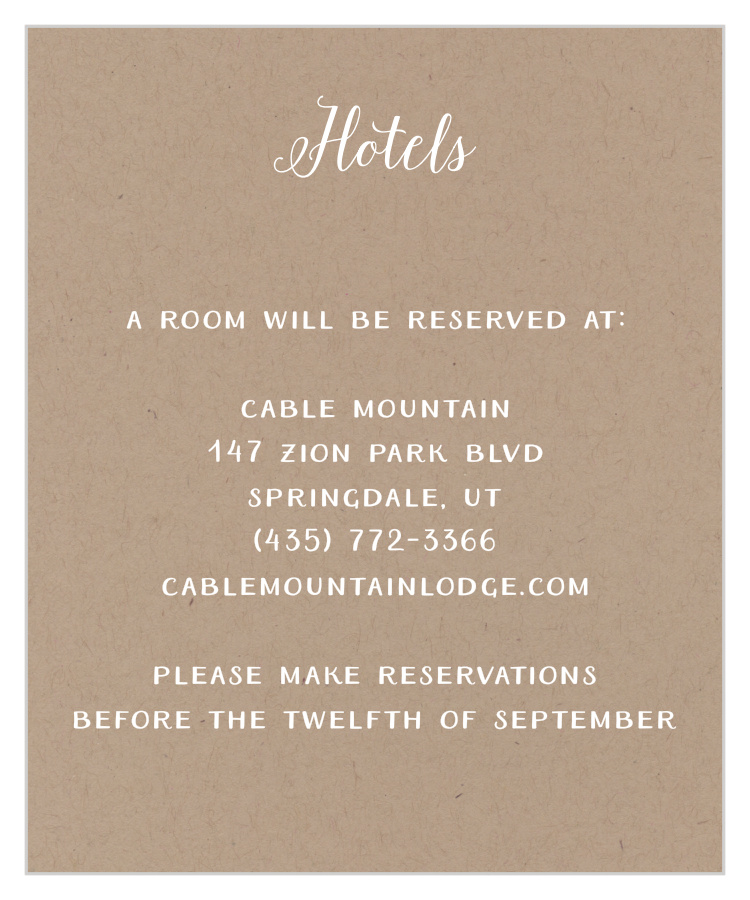 Rustic Love Accommodation Cards