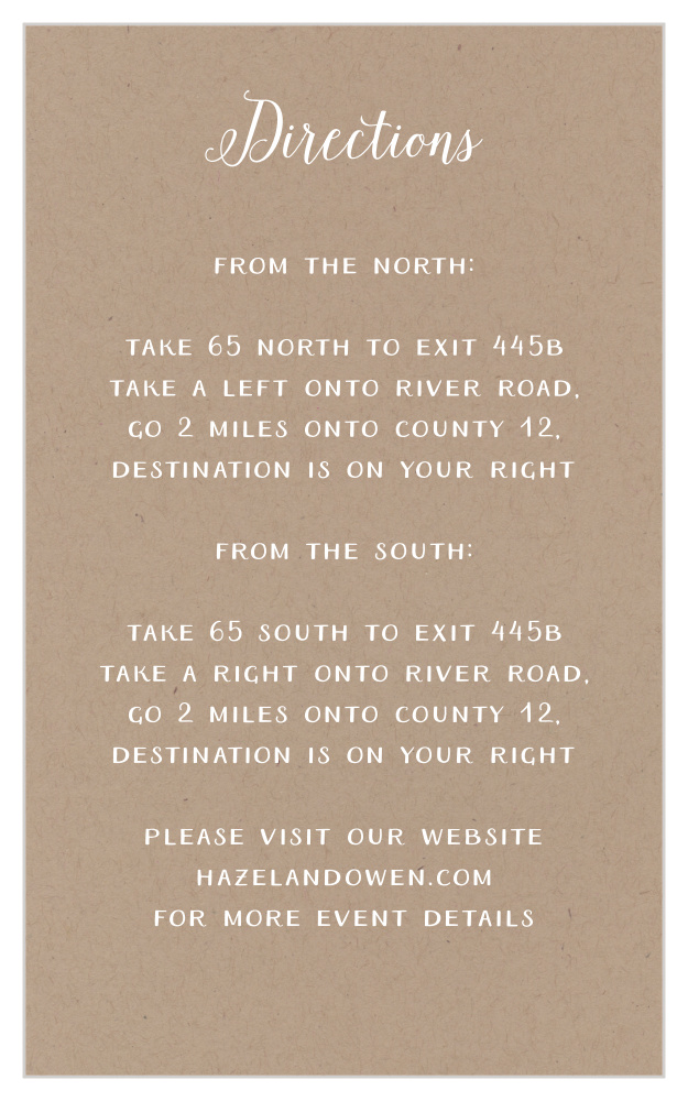 Rustic Love Direction Cards