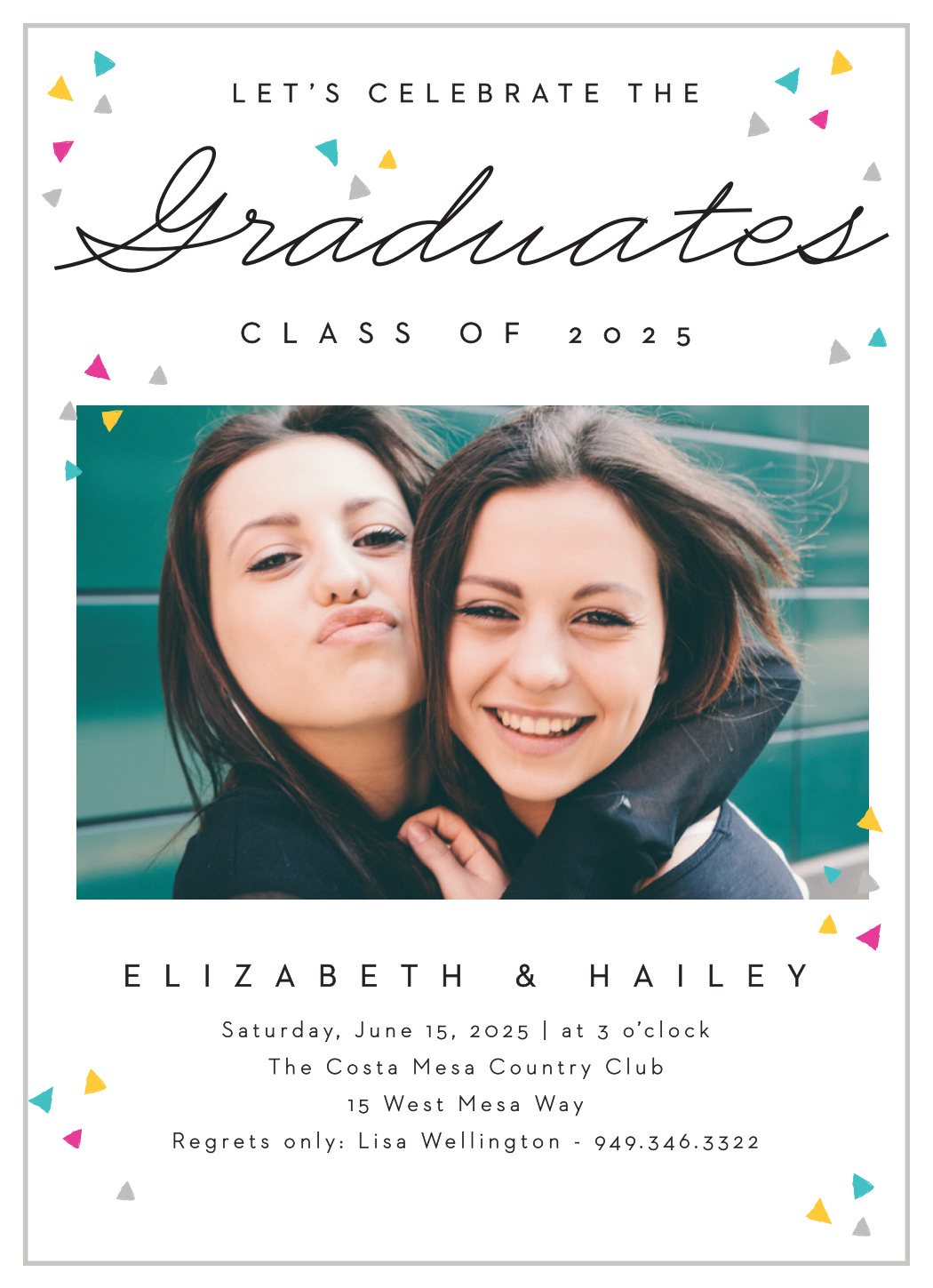 Colorful Confetti Graduation Invitations