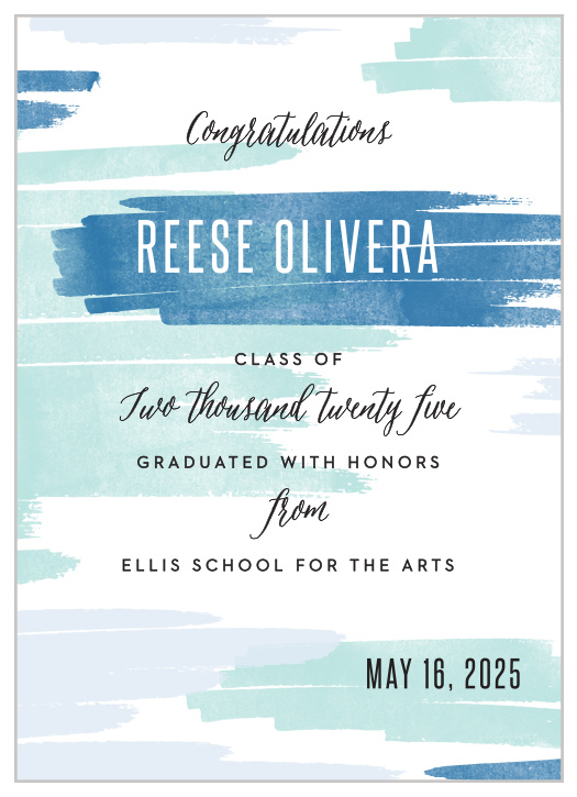 Announce your upcoming graduation ceremony with the artistic style of the Brush Boy Graduation Announcements. 