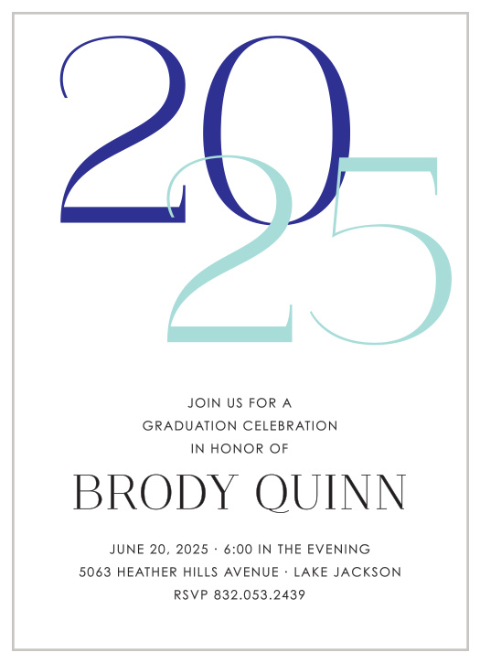 The numbers of your grad year overlap on the Stacked Year Graduation Invitations.
