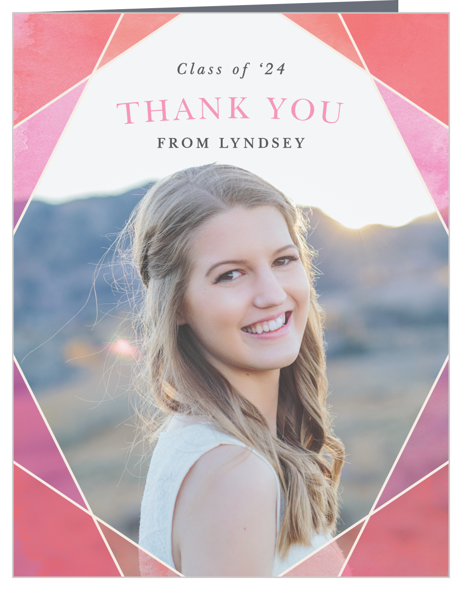 Geometric Watercolor Graduation Thank You Cards