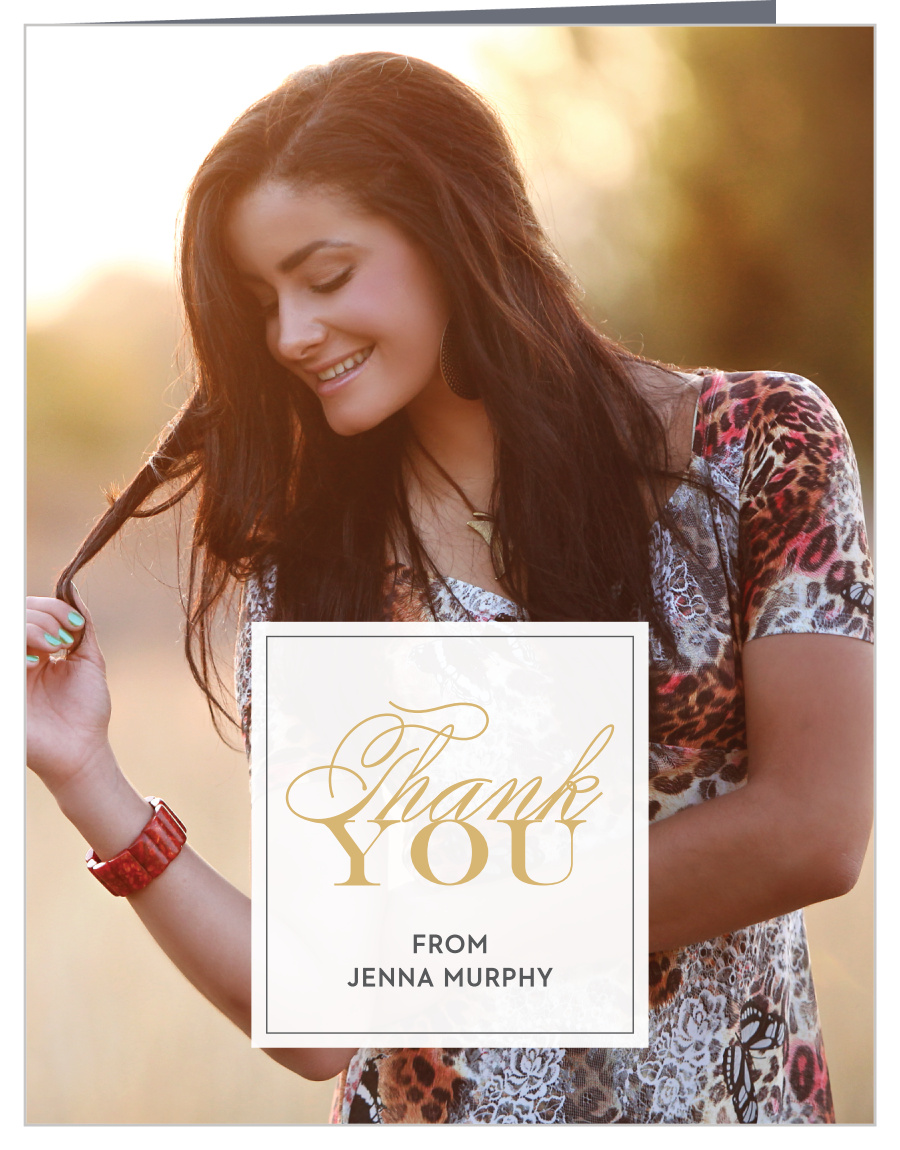 Photo Quad Foil Graduation Thank You Cards
