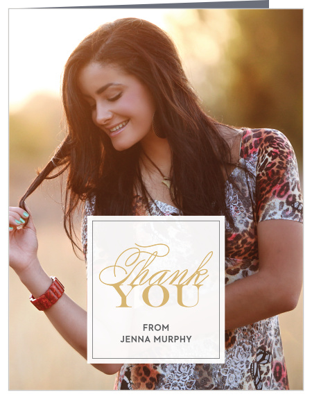 Photo Quad Foil Graduation Thank You Cards