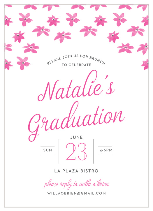 Invite friends and family to celebrate your upcoming ceremony with the Brunch Bouquet Graduation Invitations. 