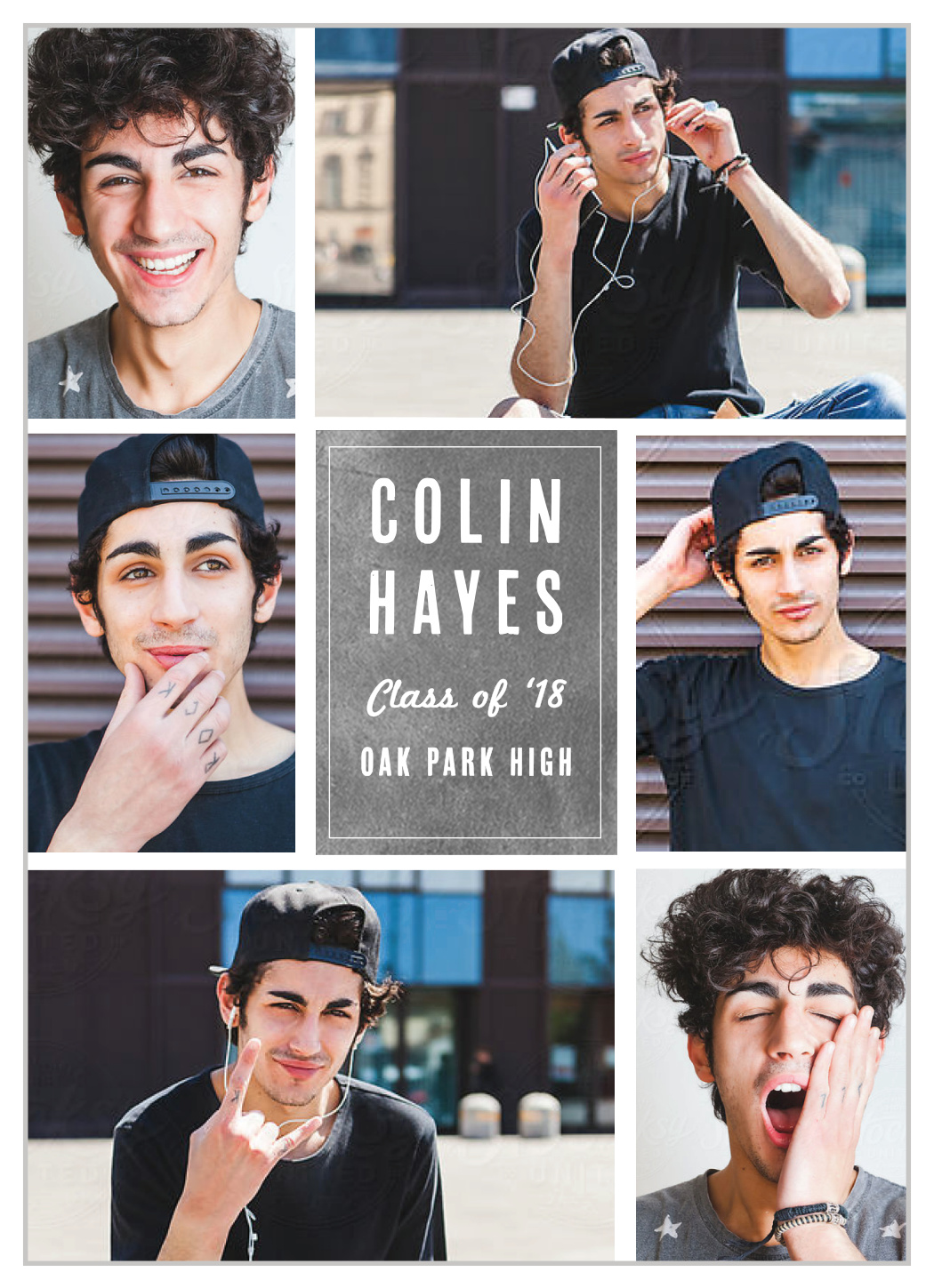 Chalkboard Multi-photo Graduation Announcement