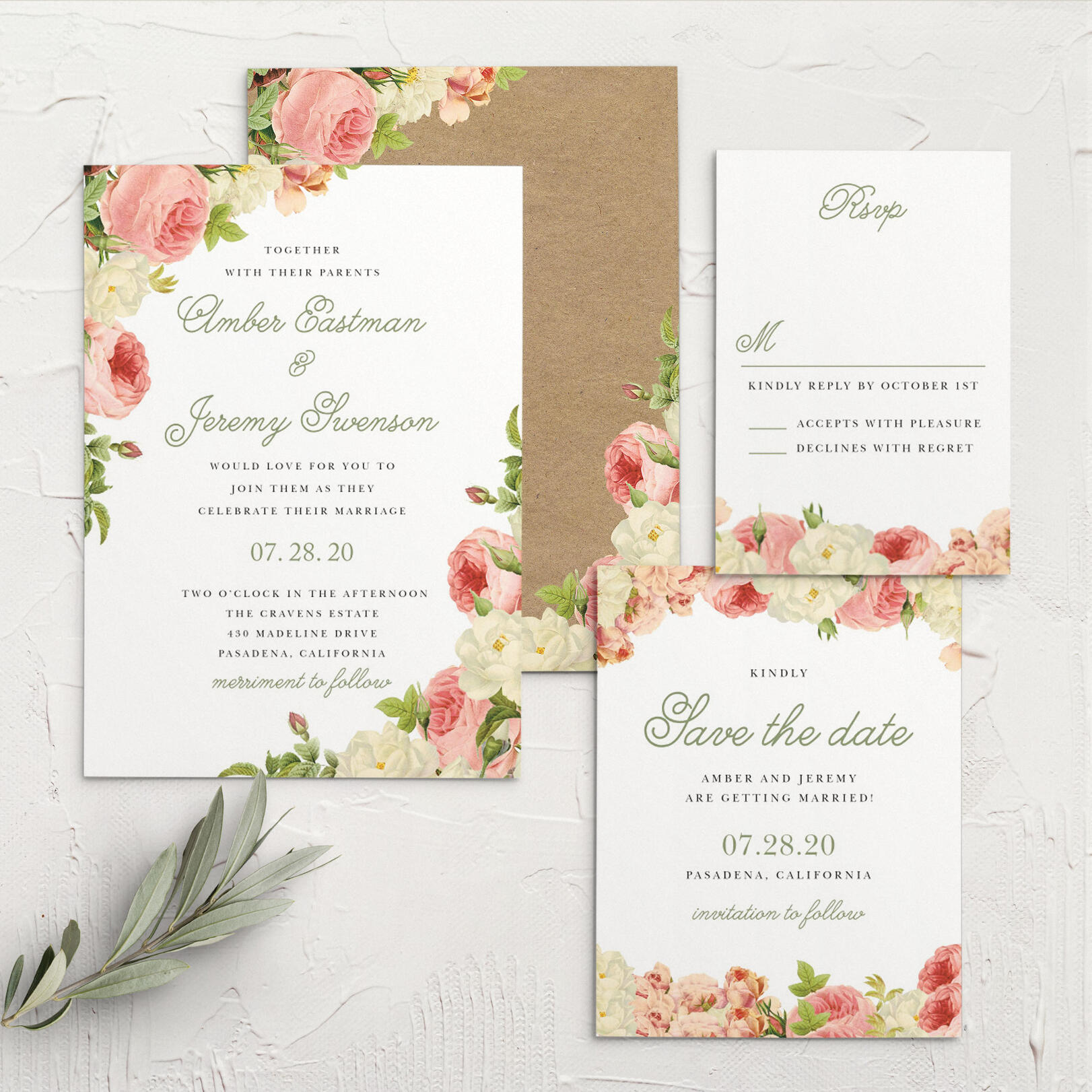 Alluring Florals Wedding Invitations
