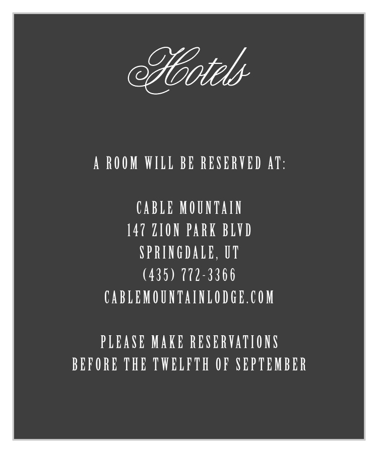 Secret Crush Accommodation Cards
