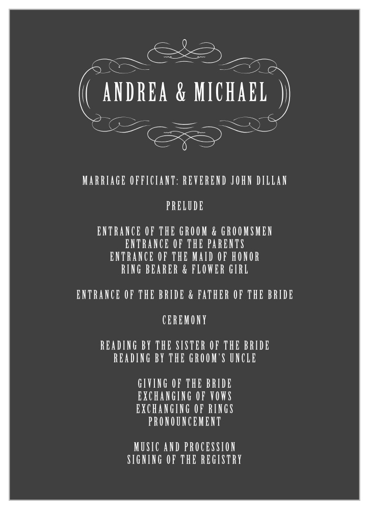Secret Crush Wedding Programs