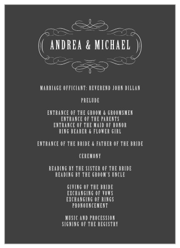 Secret Crush Wedding Programs