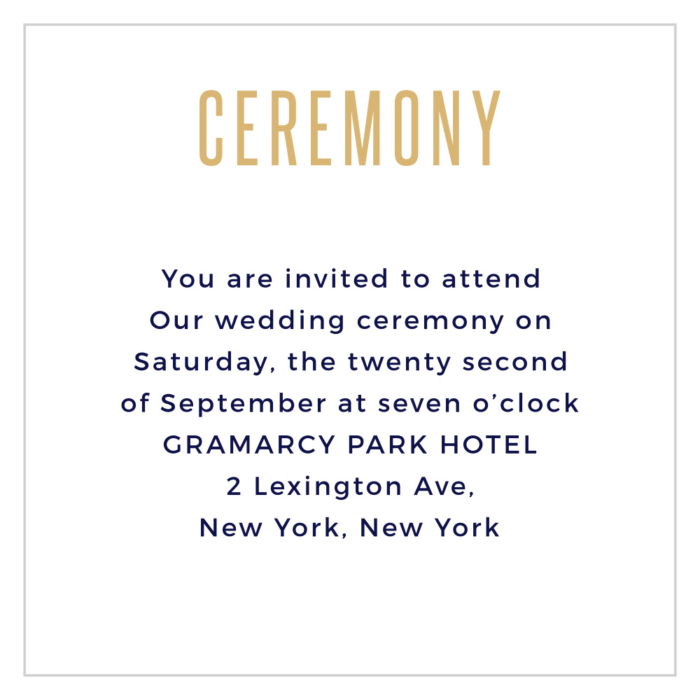 Divinely Modern Foil Ceremony Cards