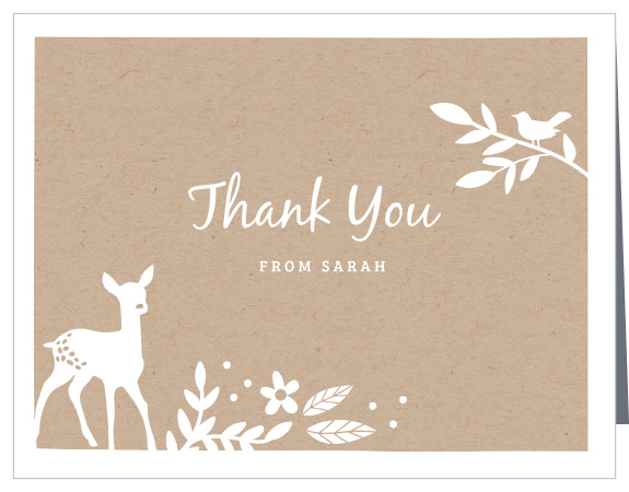 Kraft Woodland Baby Shower Thank You Cards