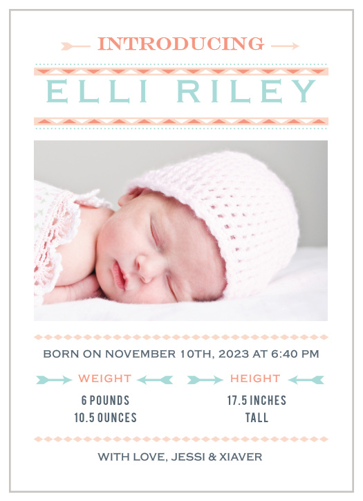 Introduce your new little free spirit to the world with the Wild Child Birth Announcements. 