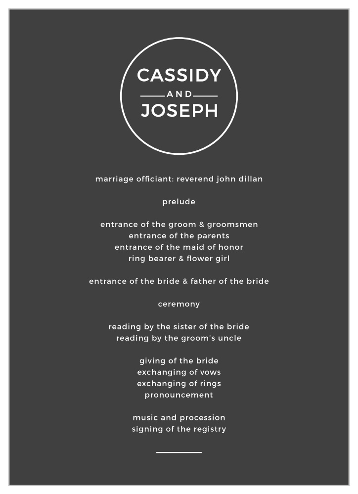 Live Simply Wedding Programs