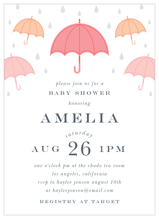 Give guests all the details with the Illustrated Info Girl Baby Shower Invitations. 