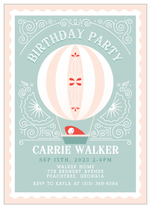 Create whimsical invites with a touch of vintage using the Frilly Fairgrounds Birthday Invitations. 