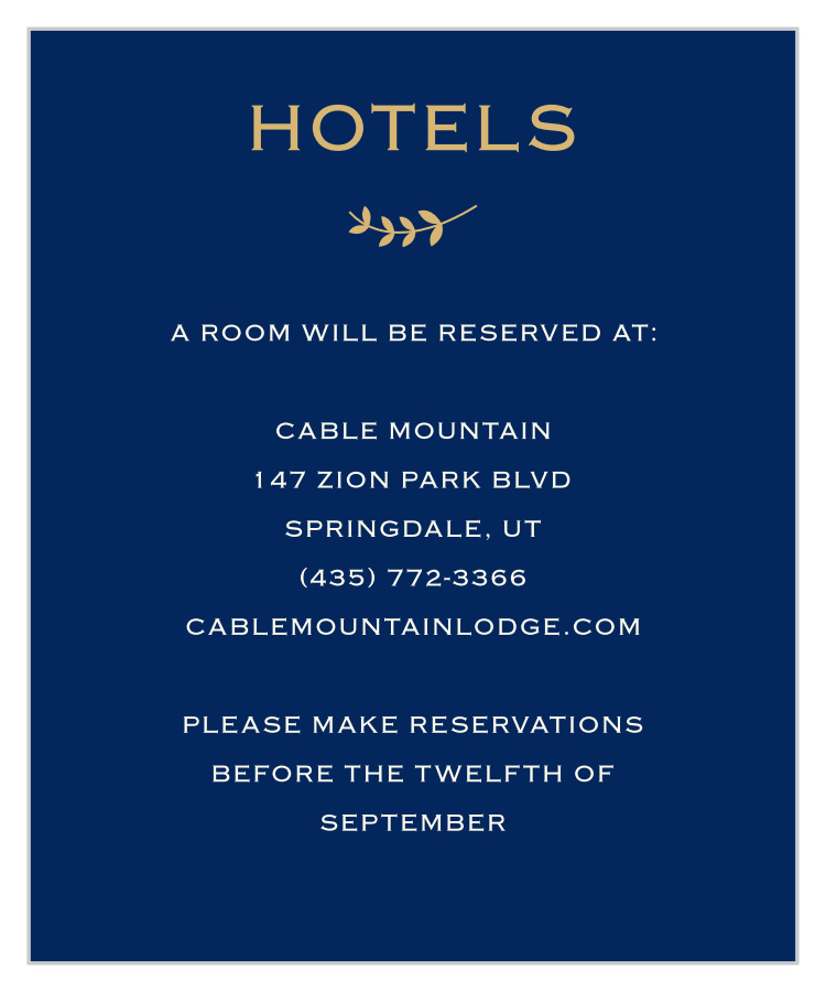 Lovely Lettering Foil Accommodation Cards