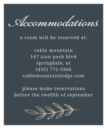 Make sure guests know the best places to stay with the Radiant Garden Ceremony Cards.