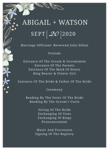 Radiant Garden Wedding Programs