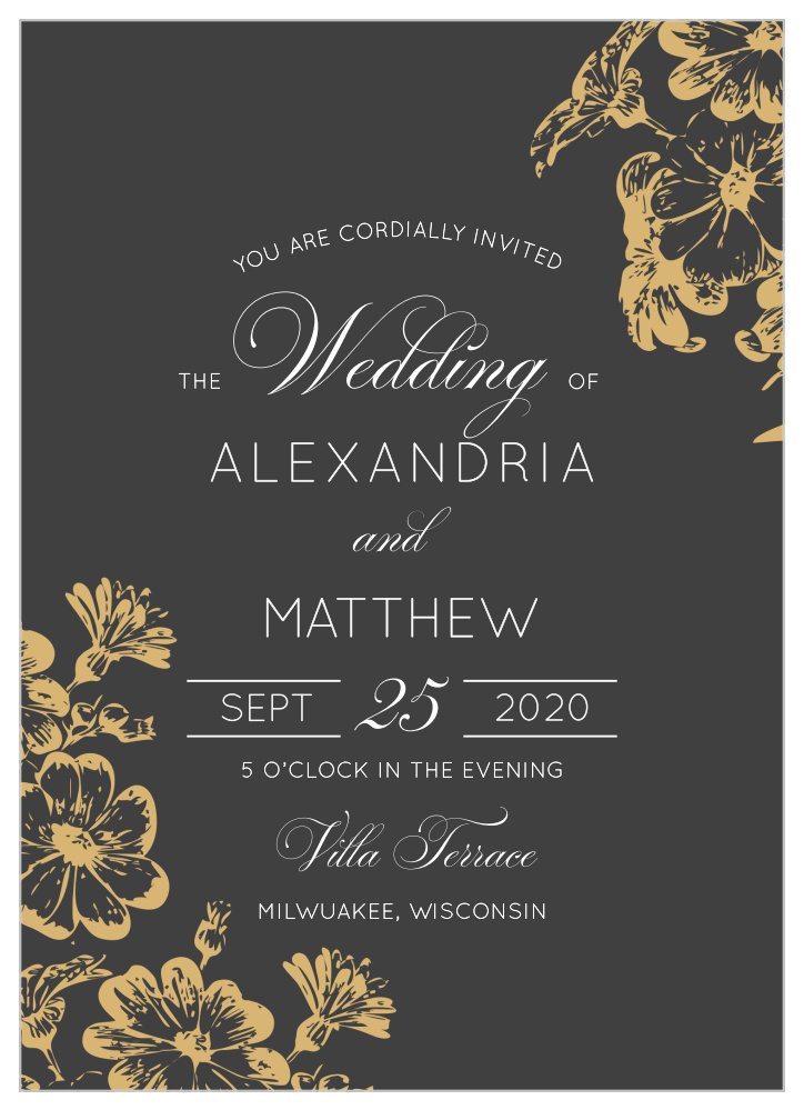 Vintage Blooms Foil Wedding Invitations