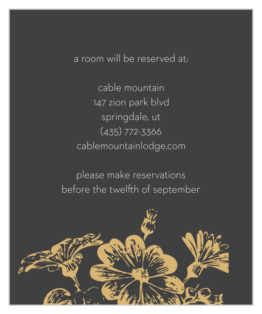 Vintage Blooms Foil Accommodation Cards