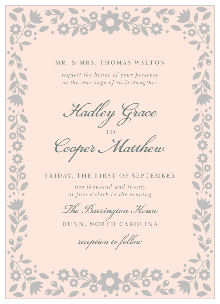 Floral Frame Foil Wedding Invitations