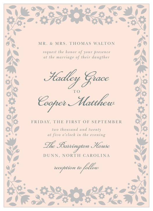 Floral Frame Foil Wedding Invitations