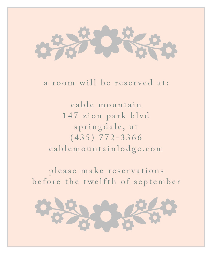 Floral Frame Foil Accommodation Cards
