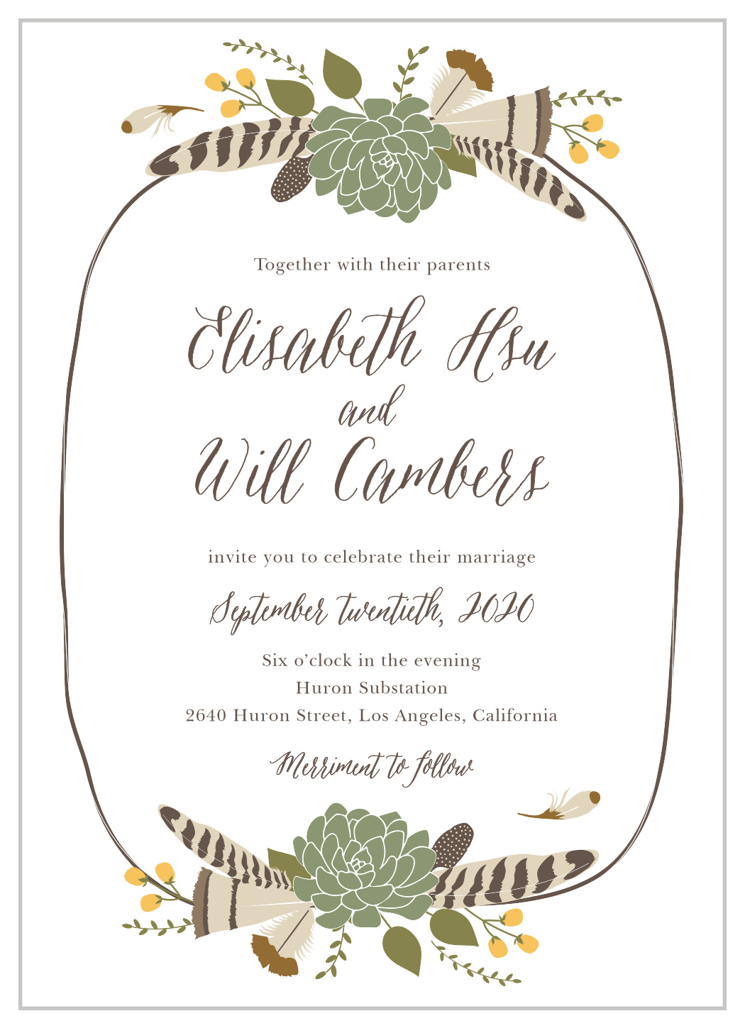 Bohemian Floral Wedding Invitations