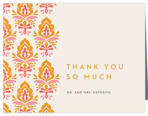 Damask Sides Wedding Thank You Cards