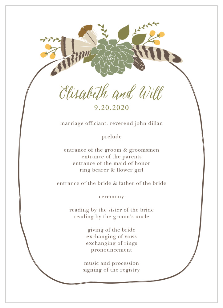 Bohemian Floral Wedding Programs
