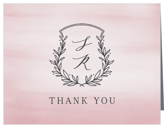 Watercolor Initials Wedding Thank You Cards