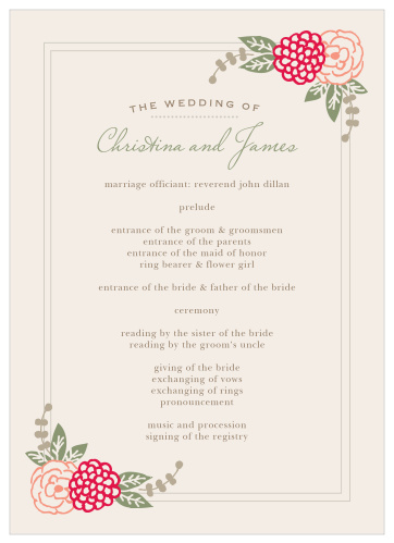 Customize gorgeous programs with a botanical twist using the Floral Chic Wedding Programs.