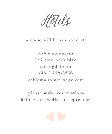 Floating Ribbon Accommodation Cards
