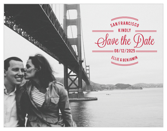 Design save-the-dates as enchanting as a song with the Rhapsody in Red Save-the-Date Cards.