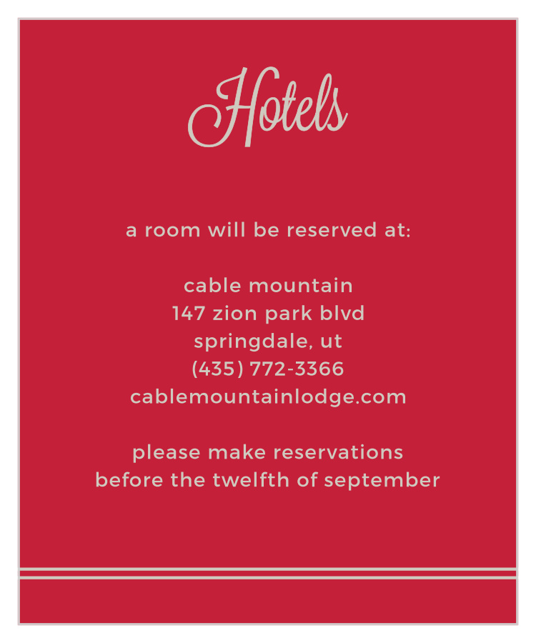 Rhapsody In Red Accommodation Cards