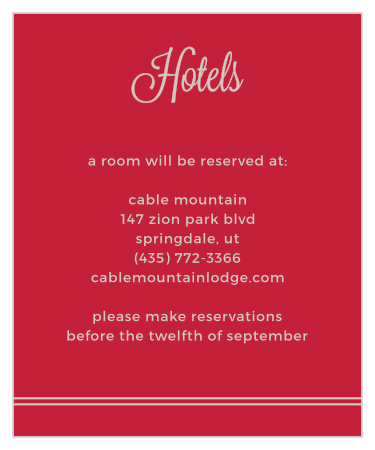 Rhapsody In Red Accommodation Cards