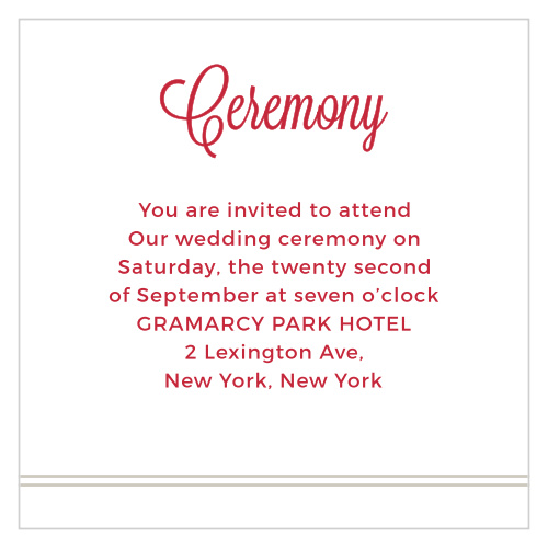 Rhapsody In Red Ceremony Cards