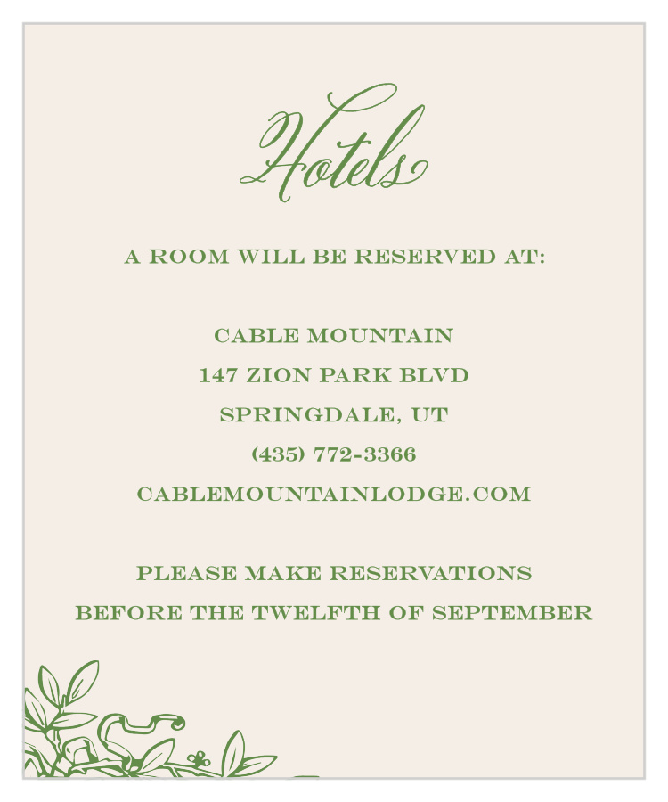 Classical Gardens Accommodation Cards