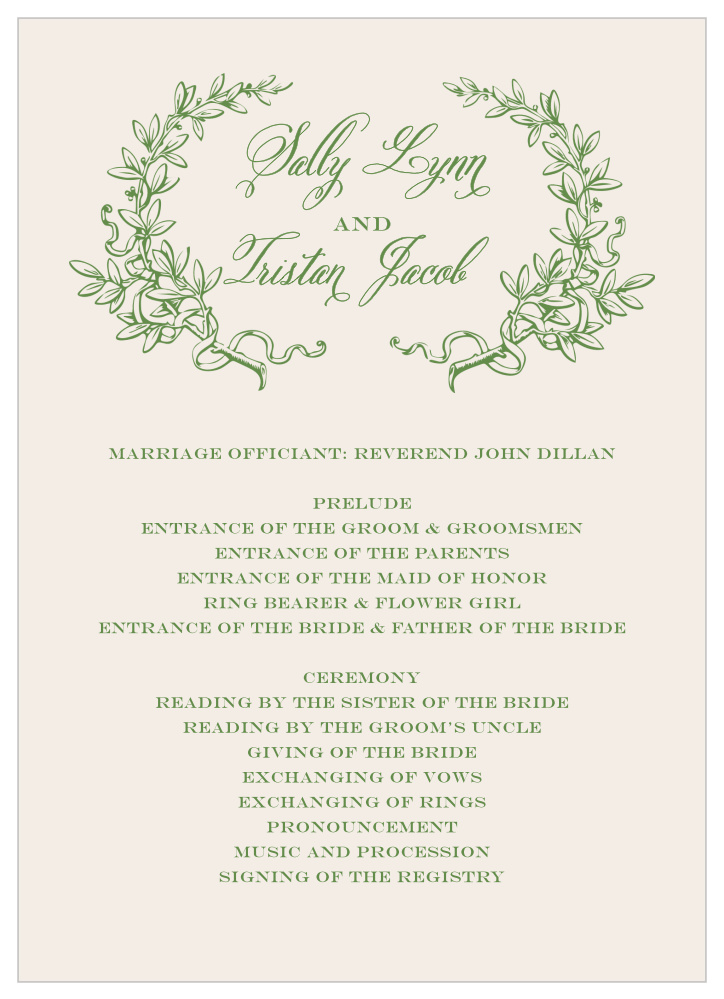 Classical Gardens Wedding Programs