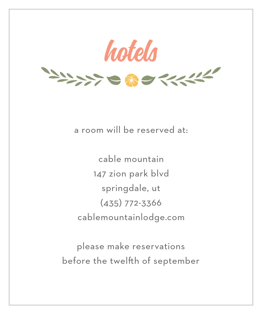 Floral Charm Accommodation Cards