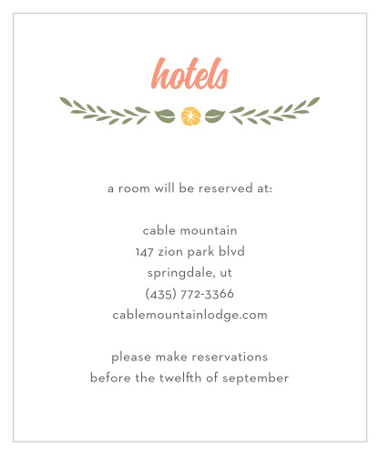 Floral Charm Accommodation Cards