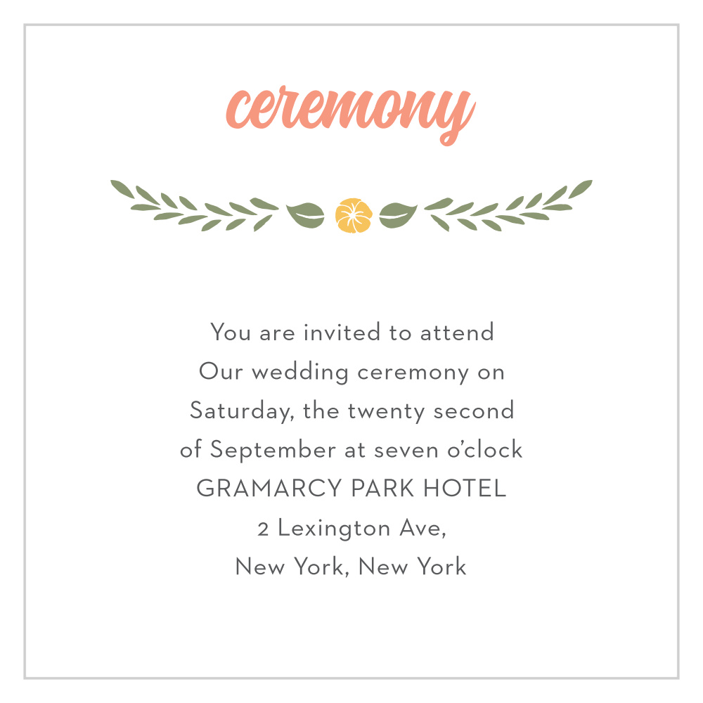 Floral Charm Ceremony Cards