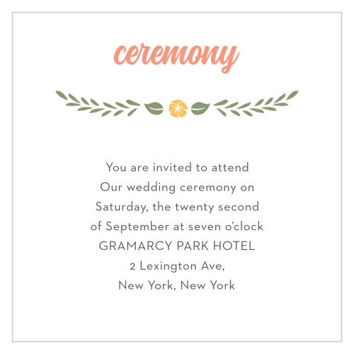 Floral Charm Ceremony Cards